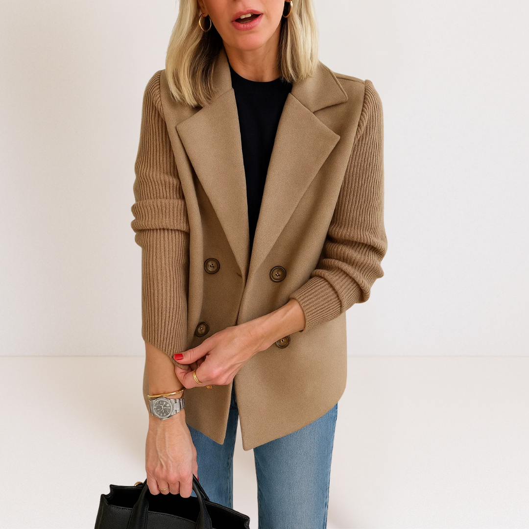 Sandrine | Damen Eleganter Blazer mit strukturierten Ärmeln Doppelreihig