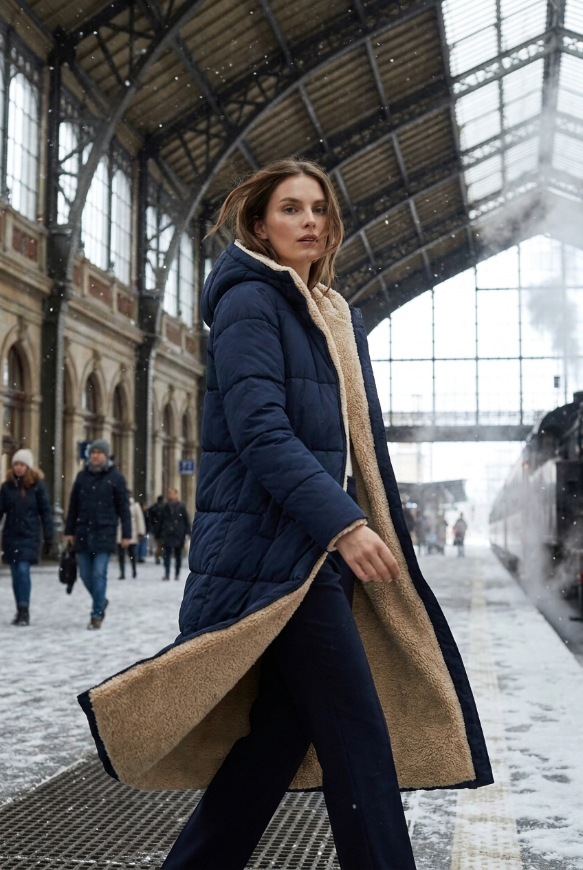 Harper | Damen Langer Winterjacke mit Kapuze