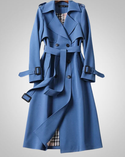 Annina | Damen Langer Taillierter Trenchcoat mit Gürtel