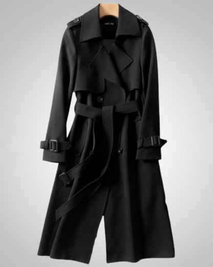 Annina | Damen Langer Taillierter Trenchcoat mit Gürtel