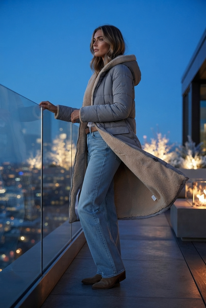 Harper | Damen Langer Winterjacke mit Kapuze