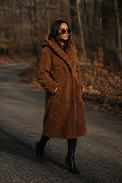 Sophia | Damen Langer Teddy Winterjacke