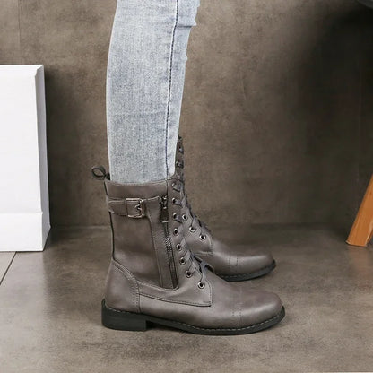 Liana | Damen Geschnürte Wadenhohe Lederstiefel