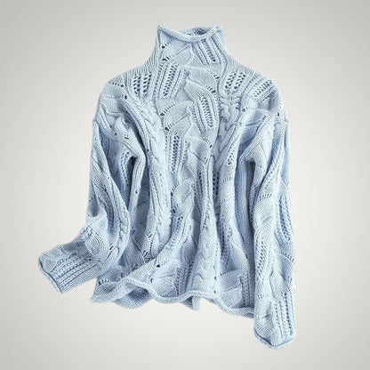 Pauline | Damen Zopfmuster Strickpullover mit Rollkragen