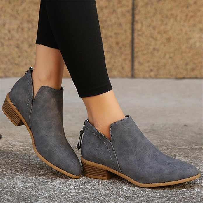 Alessia | Damen Stiefeletten mit niedrigem Blockabsatz und seitlichem Reissverschluss