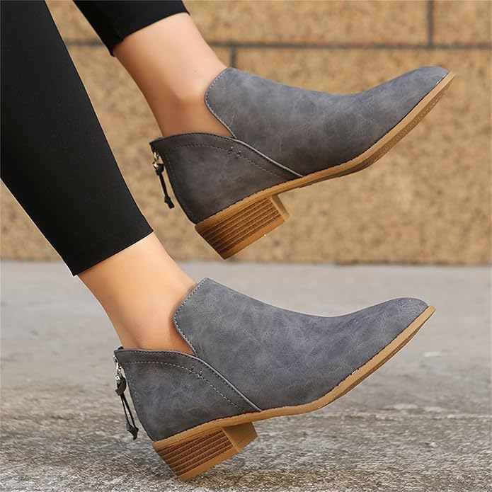 Alessia | Damen Stiefeletten mit niedrigem Blockabsatz und seitlichem Reissverschluss