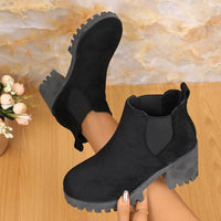 Aline | Damen Hohem Absatz Chelsea Stiefel mit Grober Profilsohle