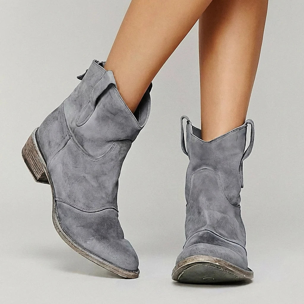 Andrea | Damen Kurze Used-Look Cowboystiefel