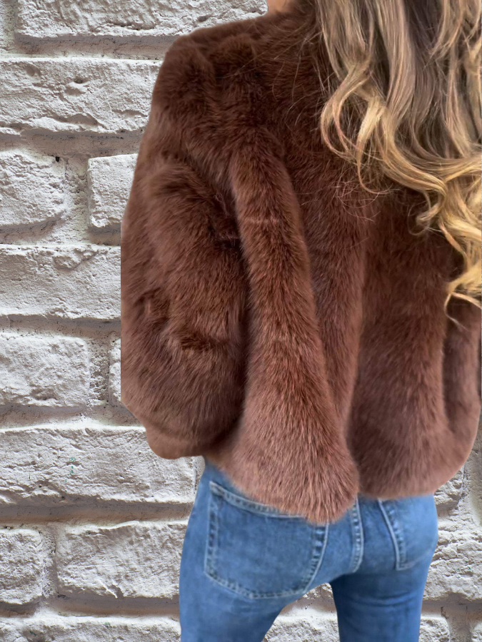Aurelia | Damen Flauschige Kurze Herbstjacke mit Reissverschluss