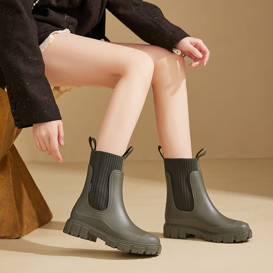 Charlotte | Damen Wasserdichte Regenstiefel mit grober Sohle