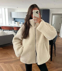 Christa | Damen Winter Teddyjacke mit Reissverschluss