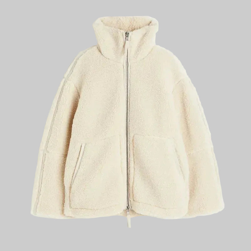 Christa | Damen Oversize Teddyjacke mit Reissverschluss