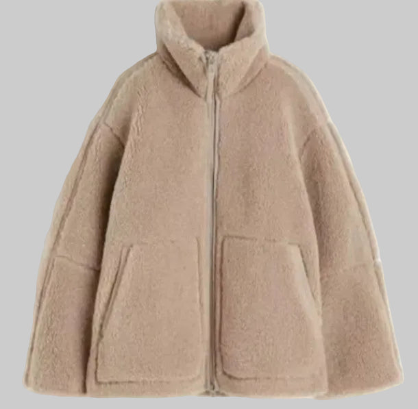 Christa | Damen Oversize Teddyjacke mit Reissverschluss