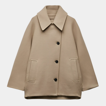 Cornelia | Damen Kurzer einreihiger Winter Mantel Oversize