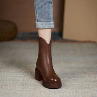 Elisa | Damen Vegan Wildleder Chelsea Stiefel mit Blockabsatz
