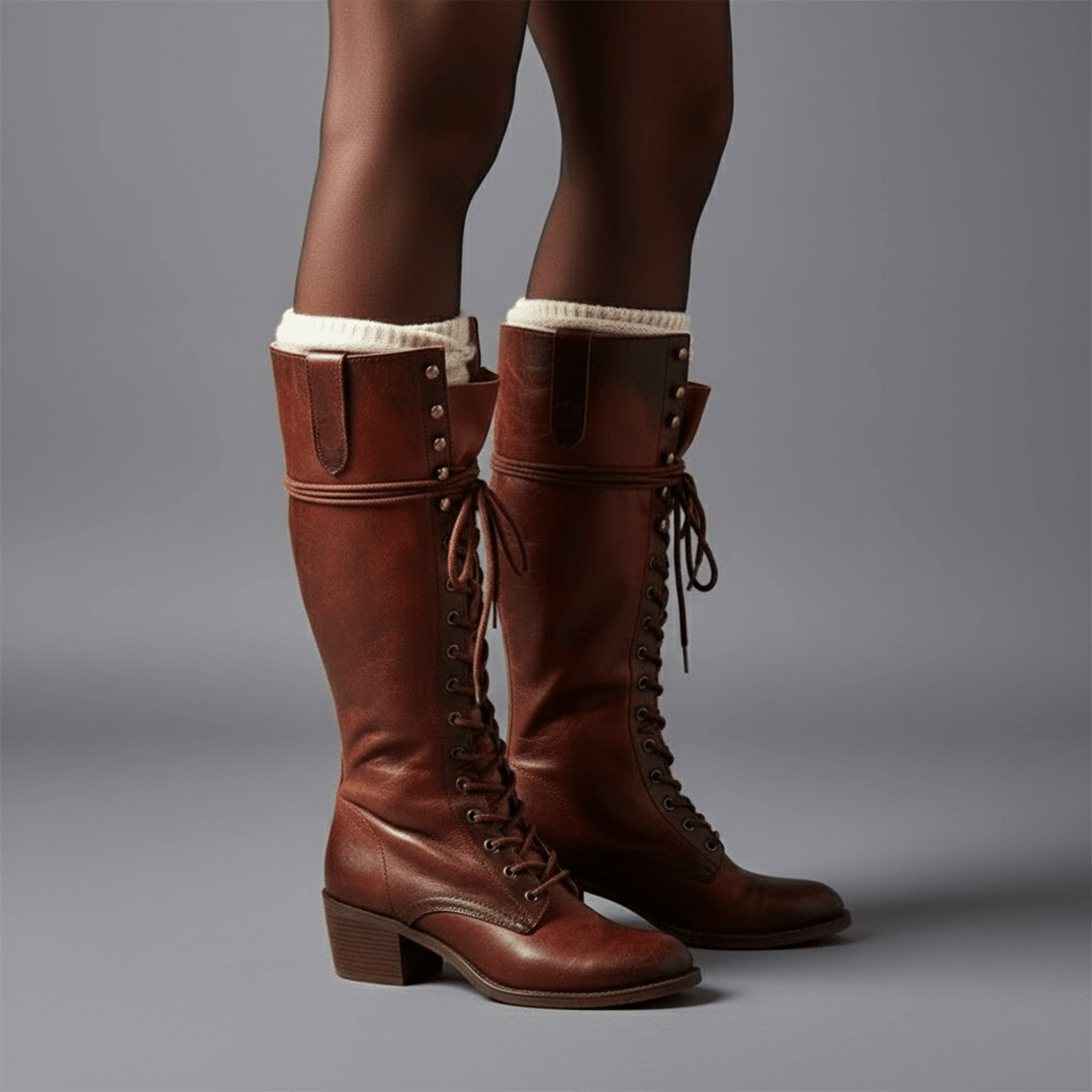 Emilia | Damen Hohe Geschnuerte Blockabsatz Stiefel
