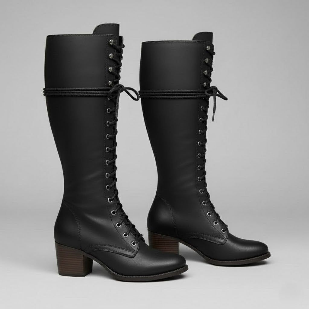 Emilia | Damen Hohe Geschnuerte Blockabsatz Stiefel