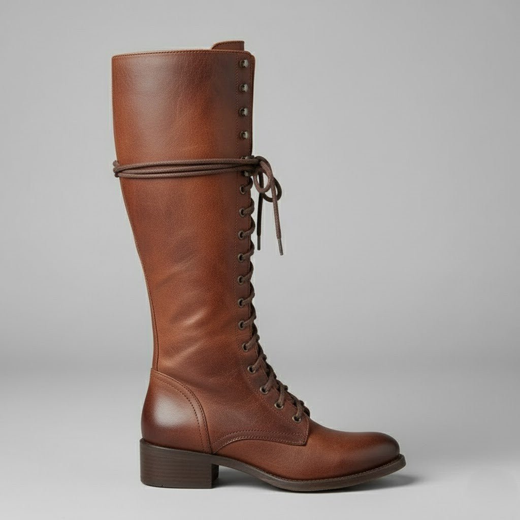 Emilia | Damen Hohe Geschnuerte Blockabsatz Stiefel