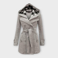 Felicitas | Damen Taillierter Winter Wollmantel mit Kapuze