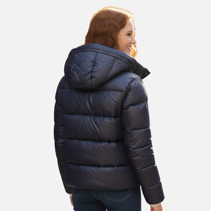 Flavia | Damen Warme Kurze Pufferjacke mit Kapuze