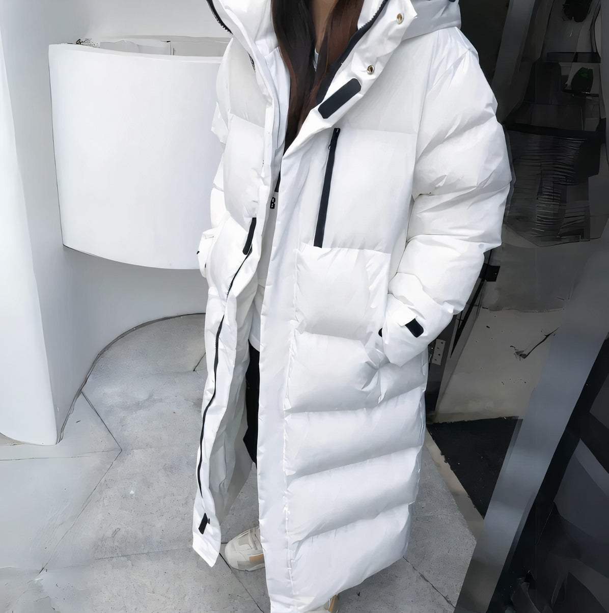 Heike | Damen Oversized Warme Lange Kapuzen Pufferjacke