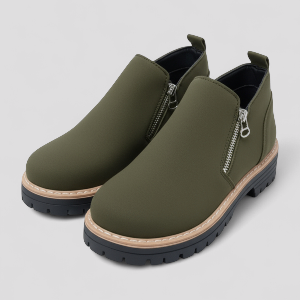 Ina | Damen Kurze Stiefel mit Reissverschluss und Profilsohle