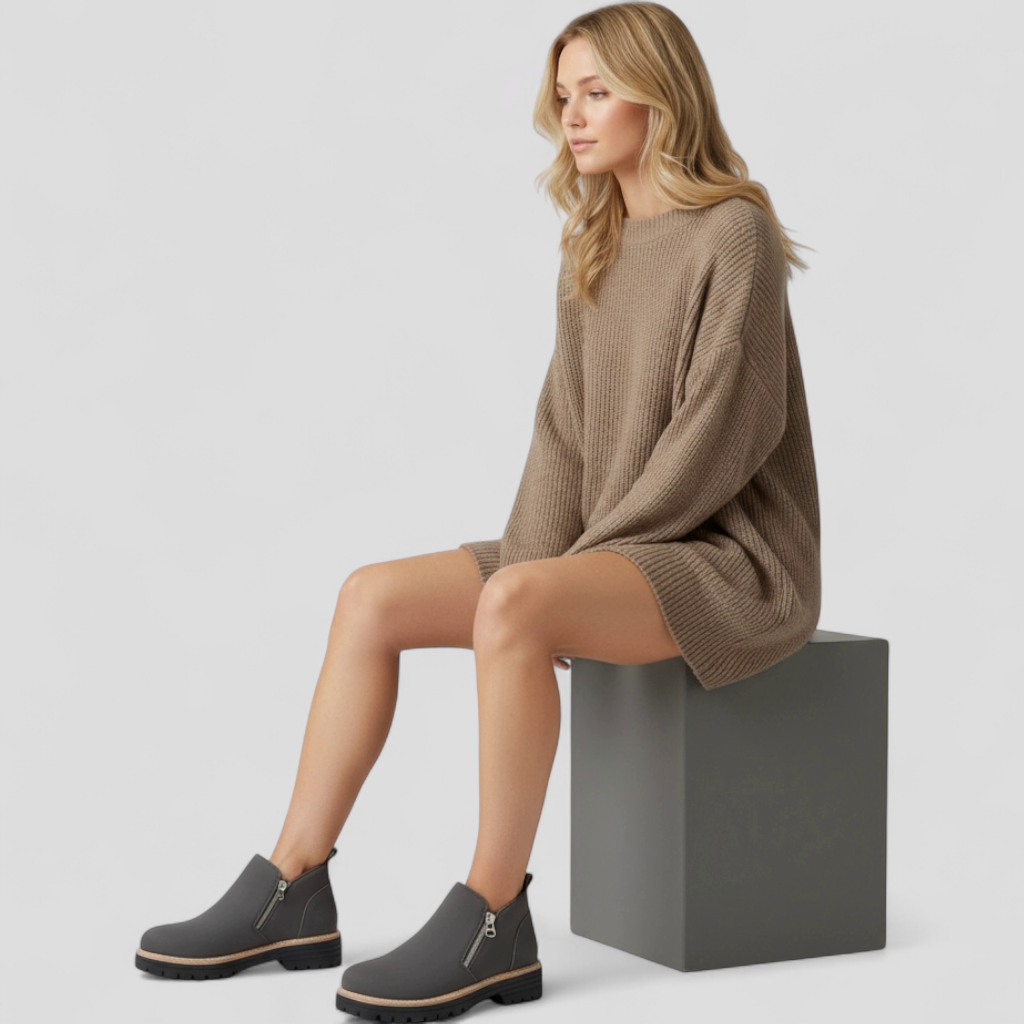 Ina | Damen Kurze Stiefel mit Reissverschluss und Profilsohle