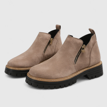 Julia | Damen Kurze Robuste Stiefel mit Reissverschluss