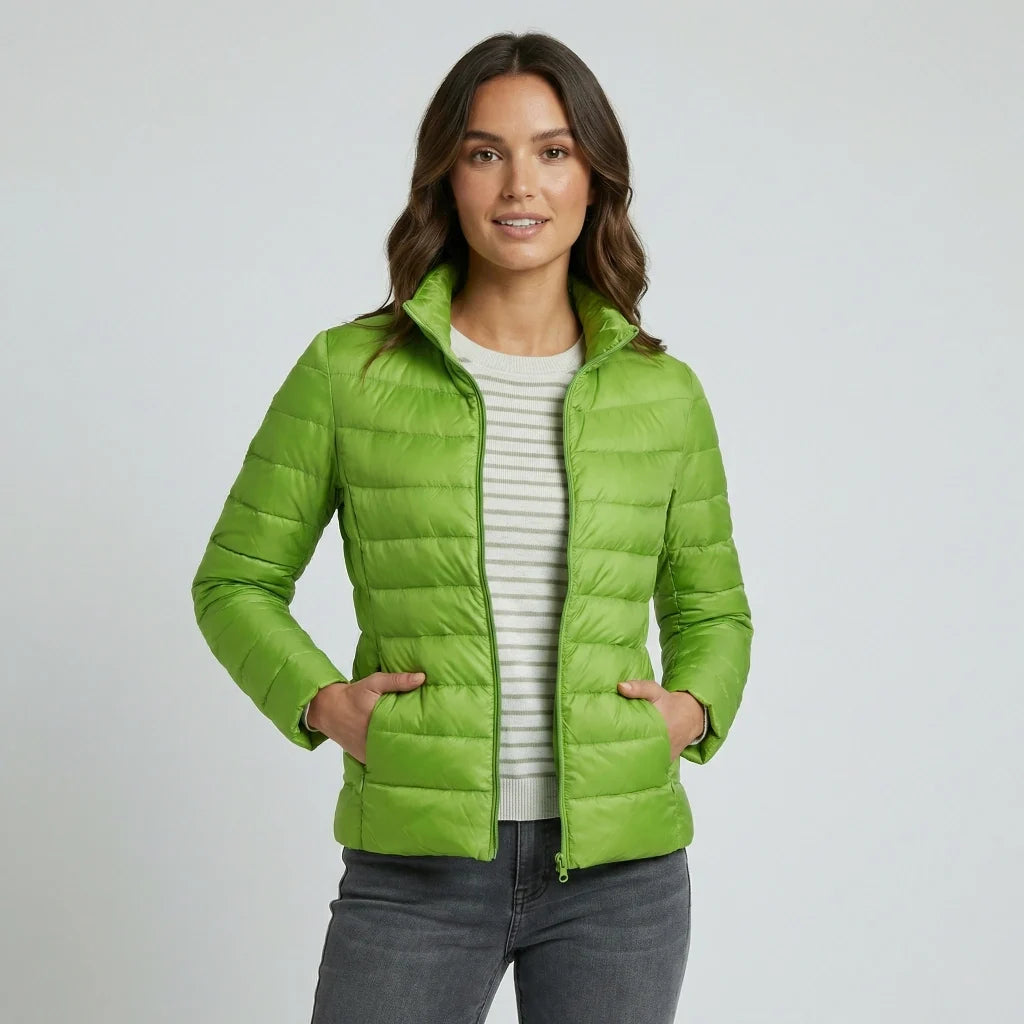 Karina | Damen Leichte Taillierte Pufferjacke mit Stehkragen