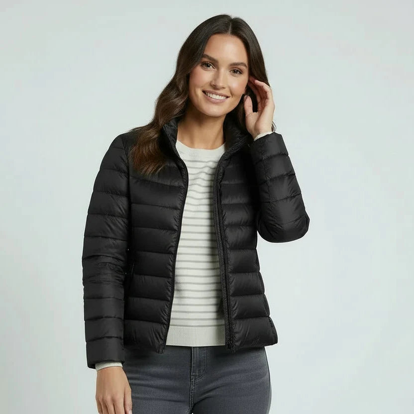Karina | Damen Leichte Taillierte Pufferjacke mit Stehkragen