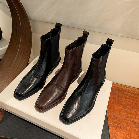 Larissa | Damen Elastische Chelsea Stiefel mit Blockabsatz