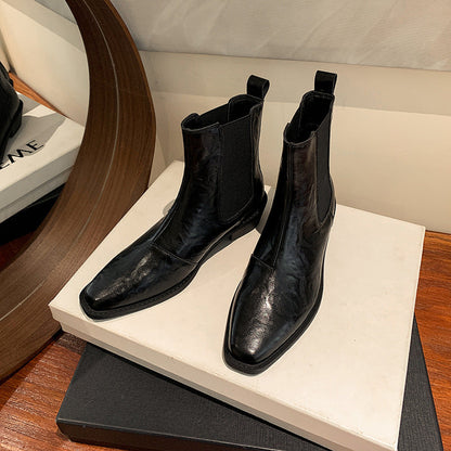 Larissa | Damen Elastische Chelsea Stiefel mit Blockabsatz