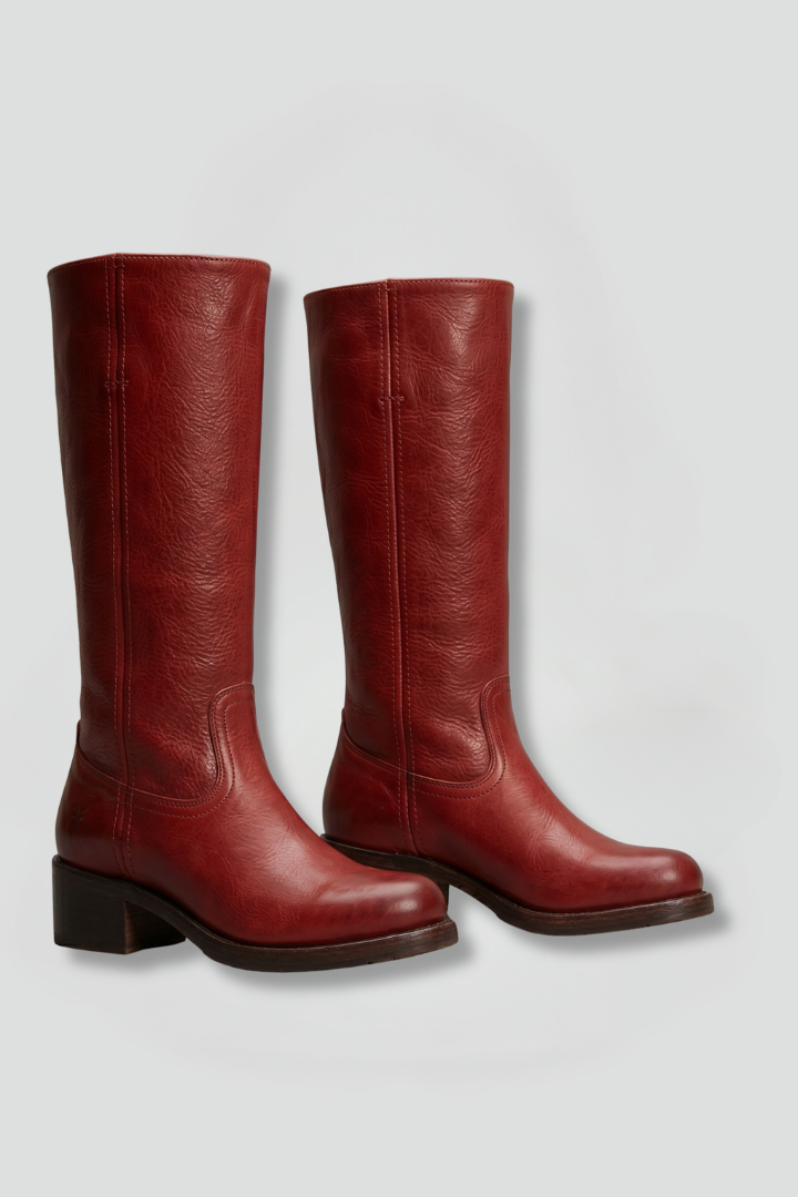 Leonie | Damen Klassische Mittelhohe Stiefel zum Hineinschlüpfen