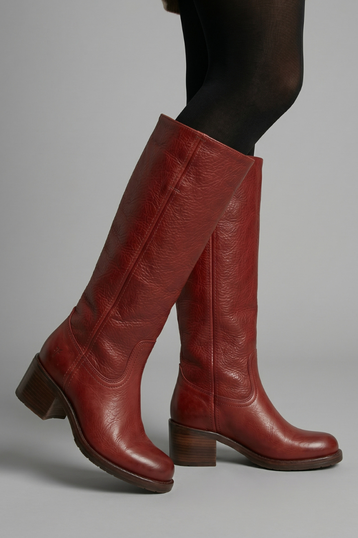 Leonie | Damen Klassische Mittelhohe Stiefel zum Hineinschlüpfen