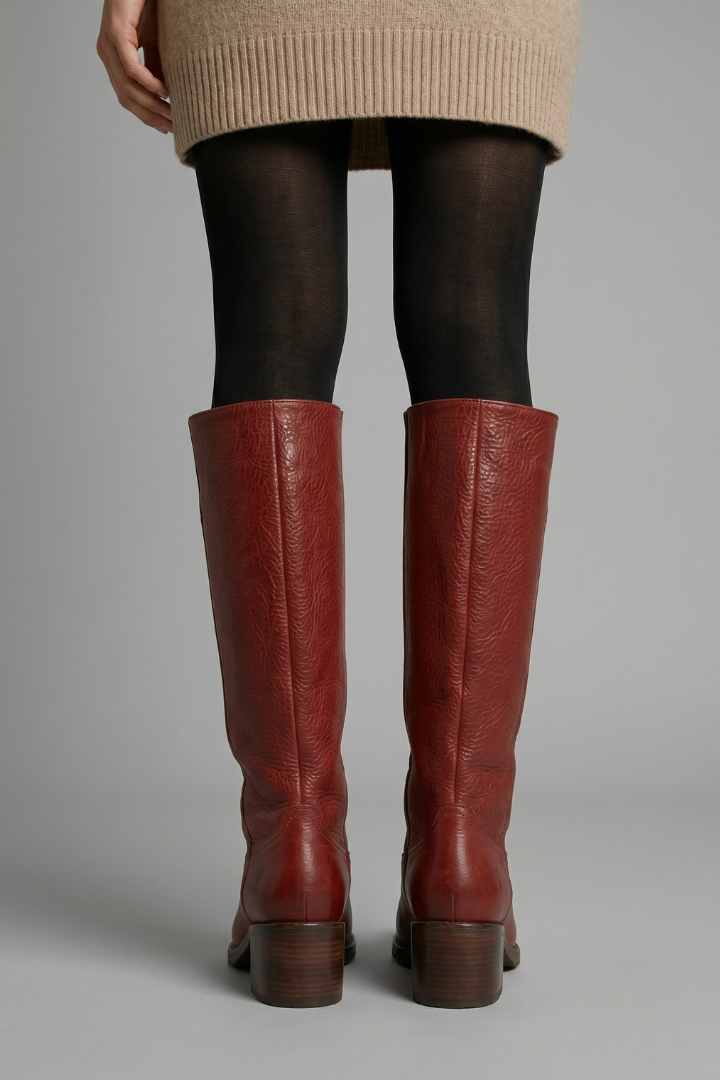 Leonie | Damen Klassische Mittelhohe Stiefel zum Hineinschlüpfen