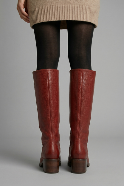 Leonie | Damen Klassische Mittelhohe Stiefel zum Hineinschlüpfen