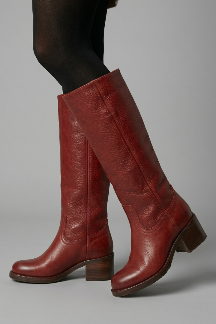 Leonie | Damen Klassische Mittelhohe Stiefel zum Hineinschlüpfen