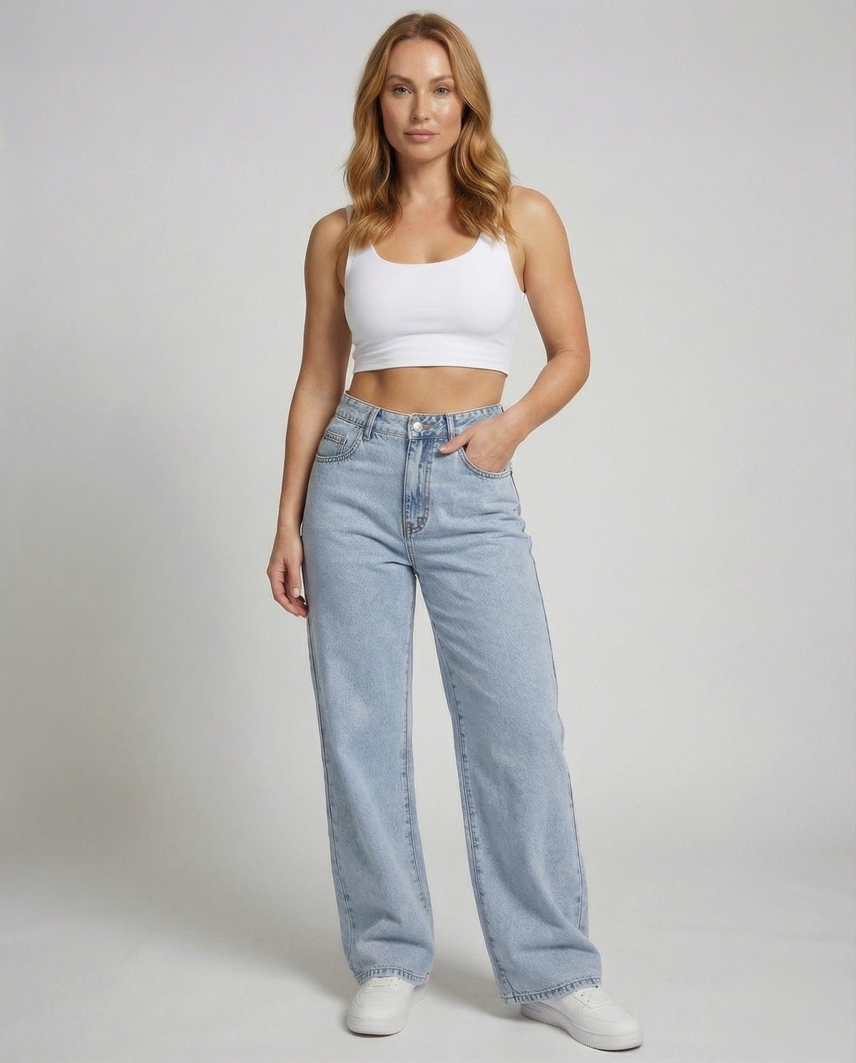 Leticia | Damen High Waist Vintage Schlagjeans mit weitem Bein