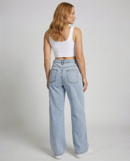 Leticia | Damen High Waist Vintage Schlagjeans mit weitem Bein