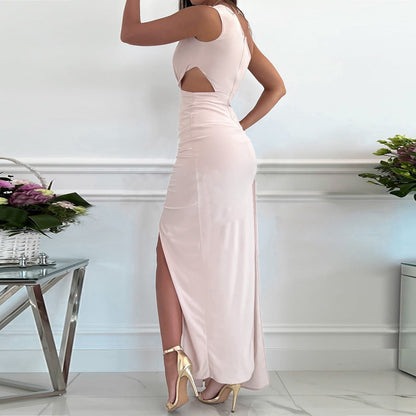 Livia | Damen One-Shoulder Abendkleid mit Beinschlitz und Cut-out