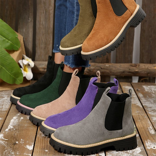 Lorena | Damen Robuste Chelsea Stiefel mit grober Sohle