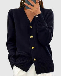 Lynn | Damen Elegantes Cardigan mit Herzknöpfen