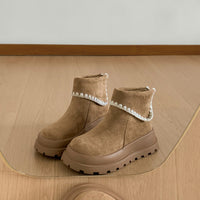 Maja | Damen Plateau Chelsea Stiefel mit Zierkante
