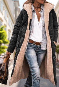 Darna | Damen Langer Gefütterter Winterjacke mit Kapuze