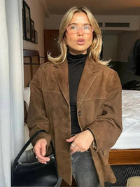 Petra | Damen Vintage Leder Jacke mit Reverskragen