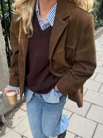 Petra | Damen Elegante Herbstjacke Oversized mit Reverskragen