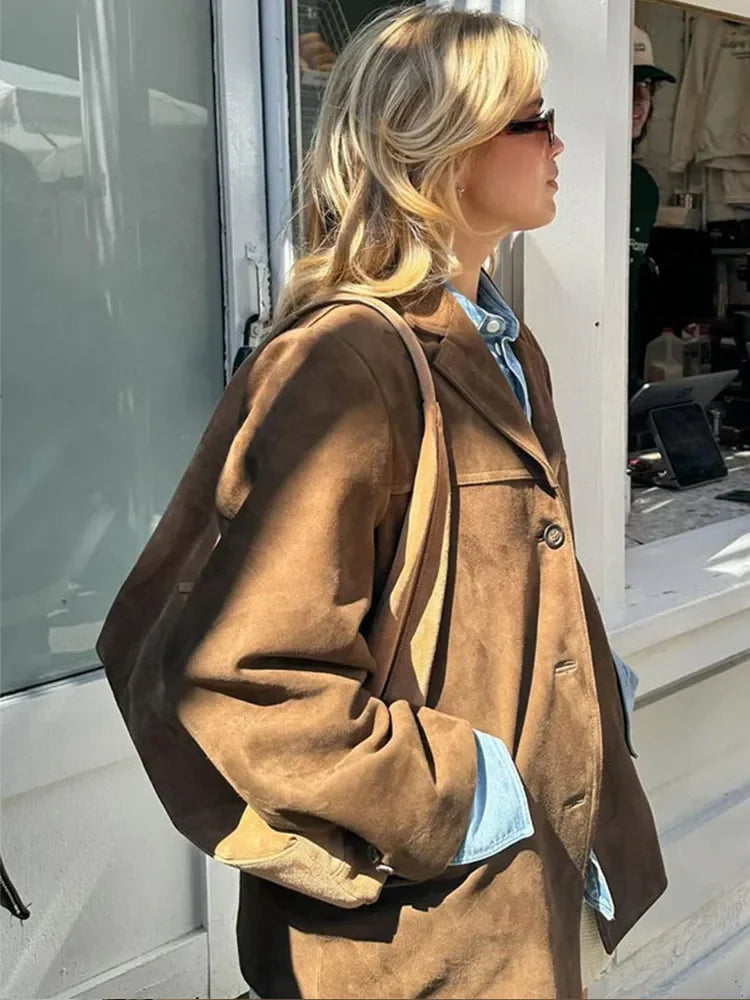 Petra | Damen Elegante Herbstjacke Oversized mit Reverskragen