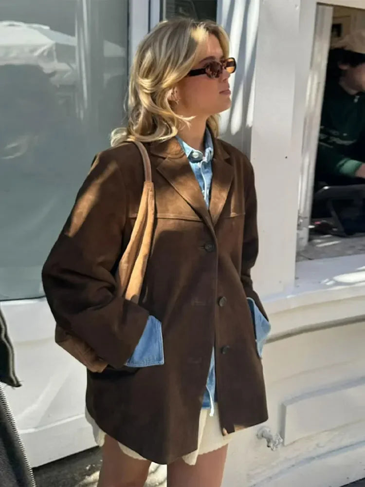 Petra | Damen Elegante Herbstjacke Oversized mit Reverskragen