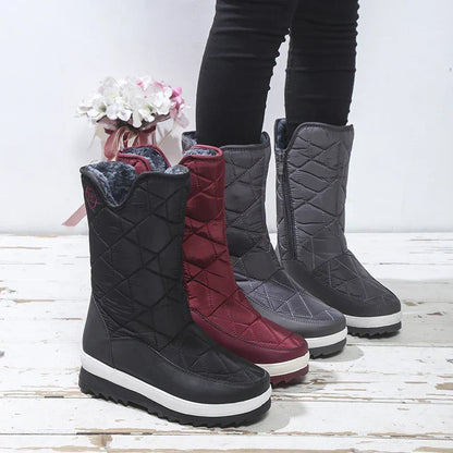 Pia | Damen Wasserdichte Gesteppte Winterstiefel mit seitlichem Reissverschluss