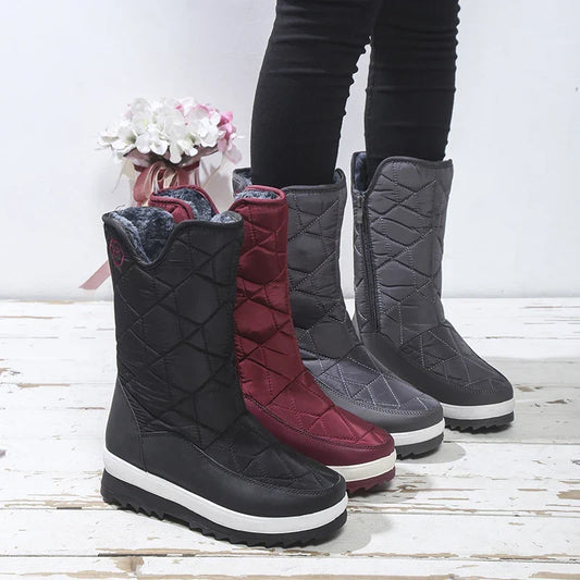 Pia | Damen Wasserdichte Gesteppte Winterstiefel mit seitlichem Reissverschluss